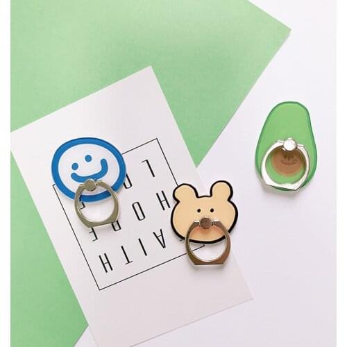 Cartoon Fruit Avocado Bear Face Phone Holder Mount Stand Finger Ring Smartphone Holder Mobile Phone Holder For iPhone All Phone