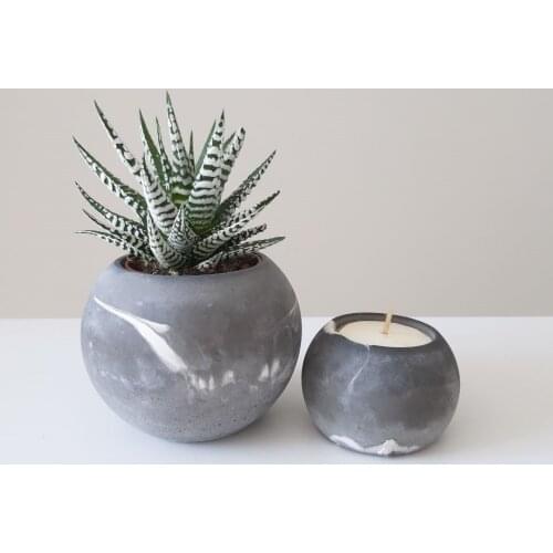 Concrete Mold Silicone spherical Pot Mould Round Design Molds for Concrete Planter Silicone Tealight Molds Plaster epoxy mold