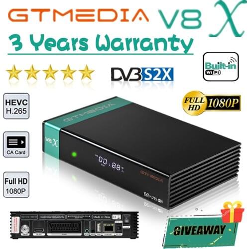 Full HD Gtmedia v8x DVB-S2 Satellite Receiver gtmedia V8 nova upgrade from Freesat v8 honor v9 super H.265 Built-in WiFi no app