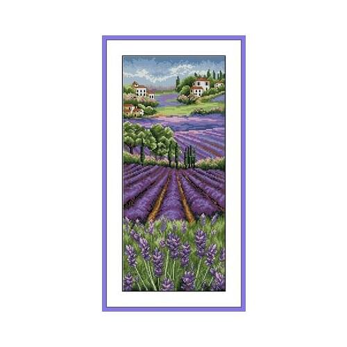 Top Quality Lovely Hot Sell Counted Cross Stitch Kit Provence Lavender Field Scape Home