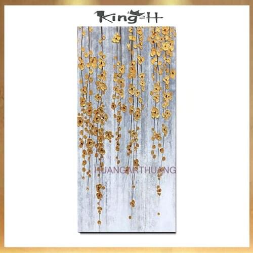 Hand painted landscape yellow tree rich tree oil painting on canvas knife Painting Home Wall Art Decoration Picture