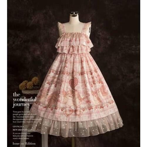 Lolita Dress Small Birdberry JSK Daily Lolita Sweet Light Lo Dress Japanese Mori Dress Women Kawaii Sweet Girl Kawaii Clothing
