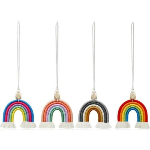 Woven Rainbow Wall Hanging For Bedroom Nursery Baby Kids Rooms Playroom Handmade Art Home Decor Car Hanging Jewelry Gifts