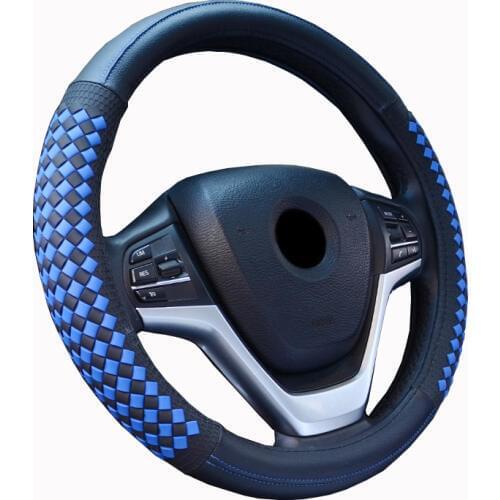 Weave Patterned Massage Car Steering Wheel Cover Square diamond Pattern Splice Light Leather Universal Fits Most Car Styling New
