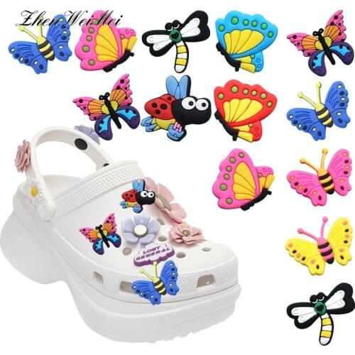 Shoe Charms Accessories Shoe Decorations flower Bag Insect Shoe Buckles Charm Beautiful Butterfly Dragonfly Garden Decorations