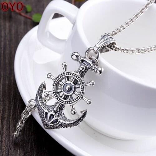 S925 Anchor Pendant Silver Pendant Chain retro Punk Pirate men