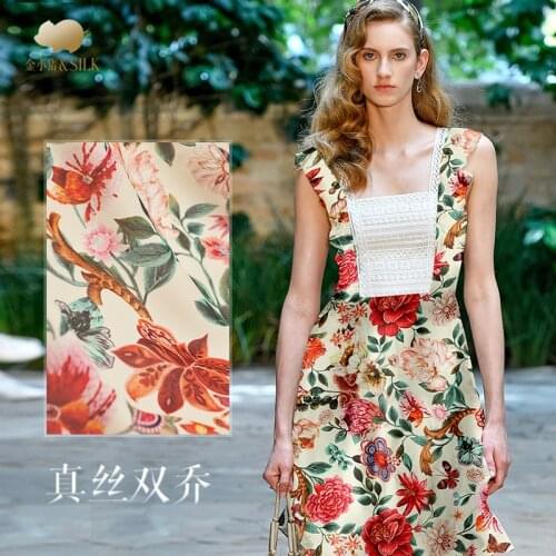 Silk Double Joe Spring and Summer Fabric Mulberry Silk Cloth Digital Printing Women 's Dress New