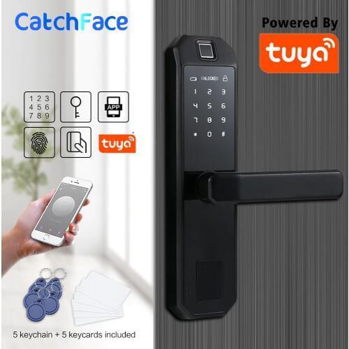 WIFI Smart Fingerprint Door Lock Code Card Key Touch Screen Digital Password Lock Electronic Door Lock with Tuya Smart APP