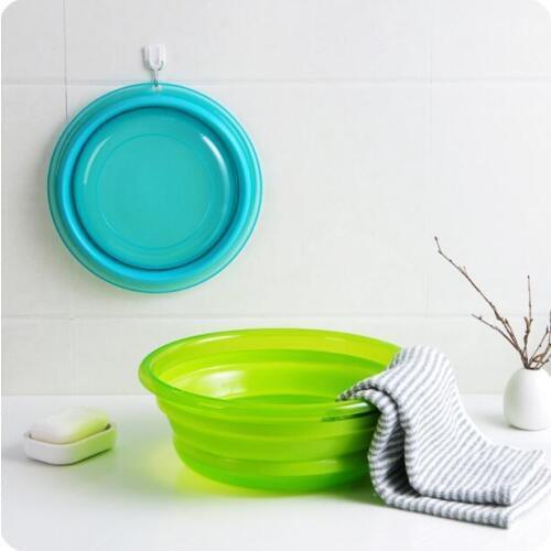 Outdoor Folding Camping Wash Basin Travel Portable Compression Basin Bathroom Thickening Plastic Silicone Basin