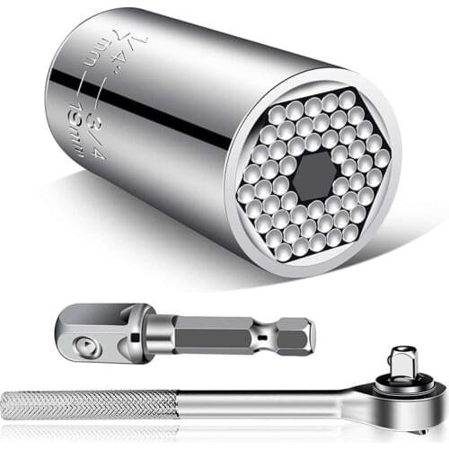 7mm-19mm Universal Socket Grip Ratchet Wrench Power Drill Adapter 105 Degree Right Angle Driver Extension Power Drill Hand Tools