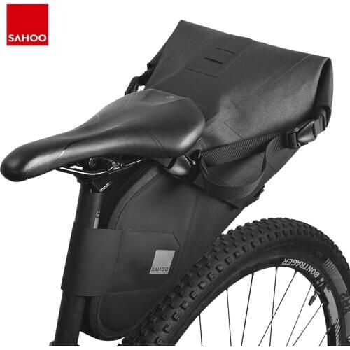 Sahoo 7L Waterproof Bike Bag Big Capacity Reflective Bicycle Saddle Bag Cycling Foldable MTB Road Bike Seat Tail Rear Pack Trunk