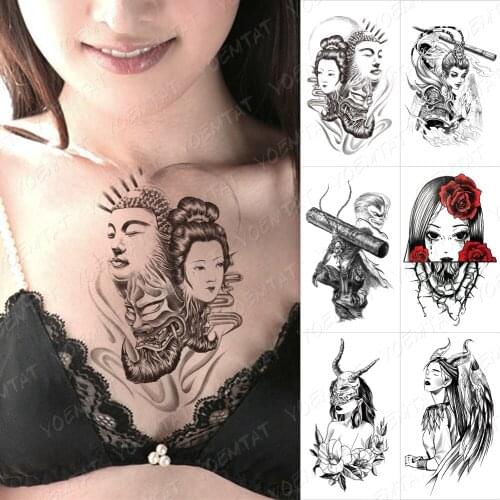 Waterproof Temporary Tattoo Sticker Moon Sea Mermaid Flash Tattoos Flowers Skull Mandala Body Art Arm Fake Tatoo Women Men