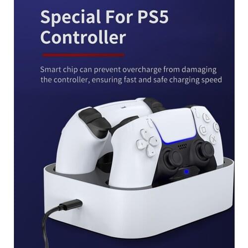 For PlayStation DualSense Charger Dual Charging Dock Station Stand with USB C Power Cable for PS5 Wireless Controller