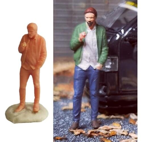 1:64 Smoking Men Figurines Tiny Model Micro Landscape Scenery Decor Accs