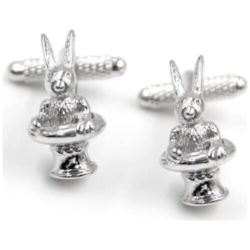 10pairs/lot Funny Rabbit Cufflinks Hare Cuff Links Silver Color Shirt Cuff Button Mens Jewelry Accessory Part Gift