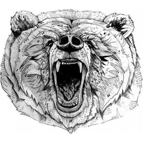 10PCS The Roaring Bear Temporary Tattoo Women Tatoo Adhesive Animal Tattoo stickers unicorn Waterproof harajuku tattoo sexy men