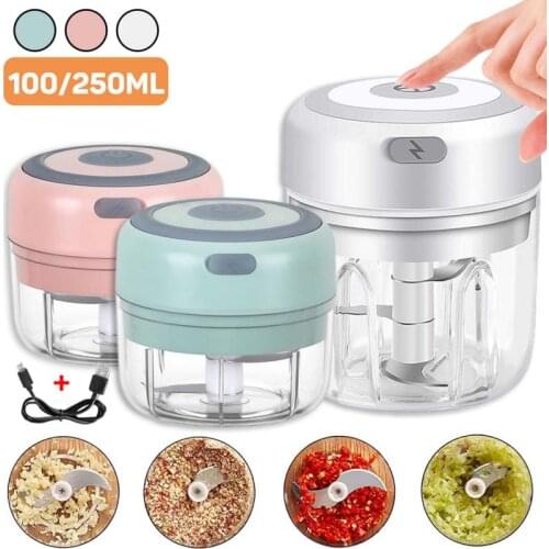 100/250ml Mini Electric Garlic Masher Chopper USB Charge Ginger Masher Machine Garlic Press Chili Vegetable Crusher Kitchen Tool