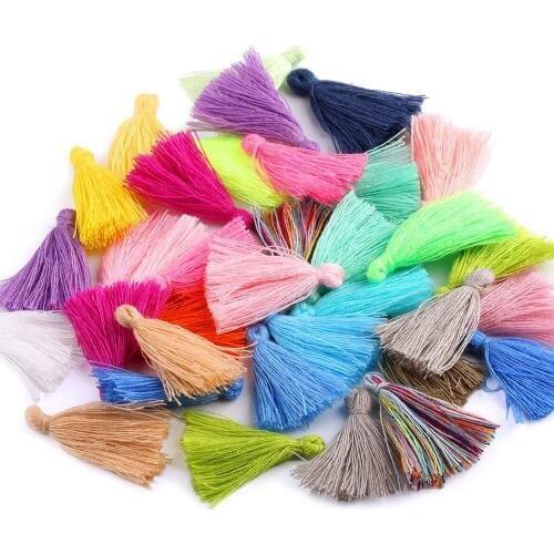 100PC 3CM Mini Cotton Thread Fabric Tassel DIY Pendant Jewelry Bracelet Key Making Fringe Trim Craft Tassels Sewing Accessories