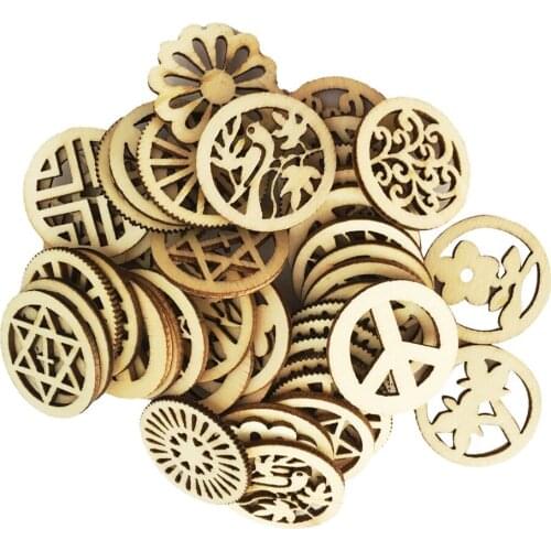 100 Pieces Assorted Wooden Round Shapes Wood Embellishments Scrapbooking
