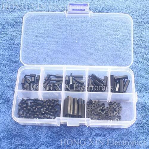 180pcs/ lot M2 Nylon Hex M-F Spacers / Screws/ Nuts Assorted Kit, Standoff