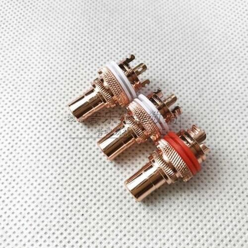 2pcs Copper plated RCA female copper plated copper plate lotus mother card board lotus female head copper plated RCA mother