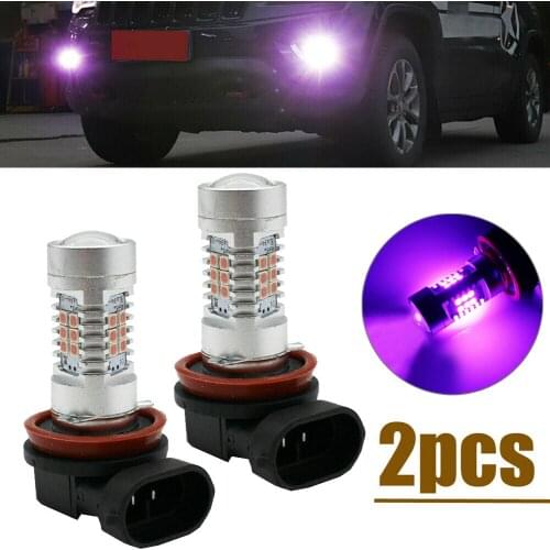 2pcs Car Light Universal Pink Purple 21-SMD H11/H8/H9 LED Bulbs Fog Driving Lights DRL Bulbs Car Accessories