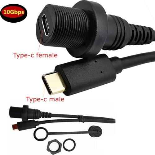 30cm USB-C IP67 Waterproof Cable type-c 3.1 IP 67 Male to Female Panel Mount Water Proof Connector Extension cord