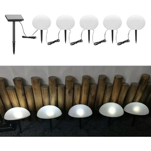 5 IN 1 Solar Garden Lawn Light White Light Half Ball Shaped Mushroom Lamp Waterproof Hemisphere Street Pathway Landscape Light