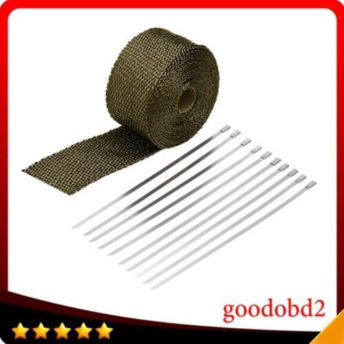 Car Exhaust Pipe Header Heat Wrap Resistant Downpipe 10Stainless Steel Ties 5mx5cm Fit For Car Motorcycle Accessories & Parts