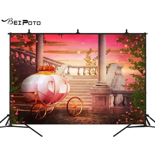 BEIPOTO Princess backdrop Pumpkin car photo background backdrops for photo studio baby birthday party decoration banner