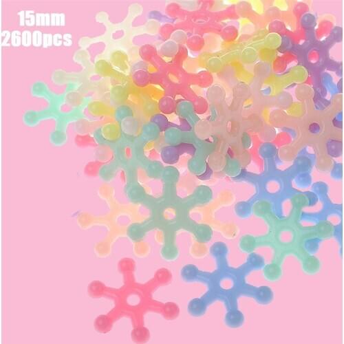 DIY Jewelry Findings Acrylic Pastel Colors Snowflake Flower Beads Fit Bracelet Necklace Earring Spacer Plastic Beads 16 2600pcs