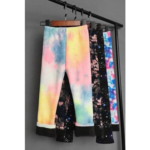 Winter Autumn Thicked Warm Kids Baby Girl Pants Fluorescent Color Childrens Print Legging Girls Clothing