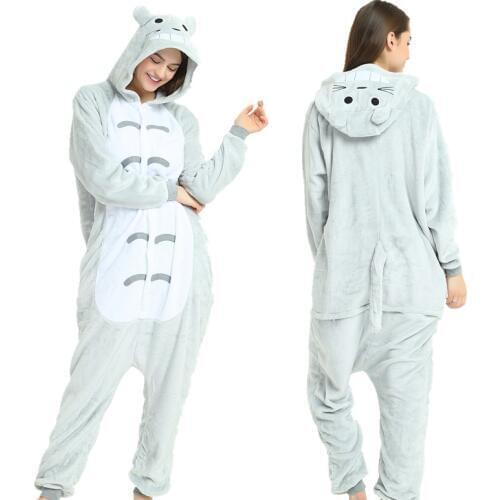 Dropship Adult High Quality Totoro Neighbor Kigurumi Onesies Sleepwear Animal Anime Cartoon Pajamas Cosplay Costumes