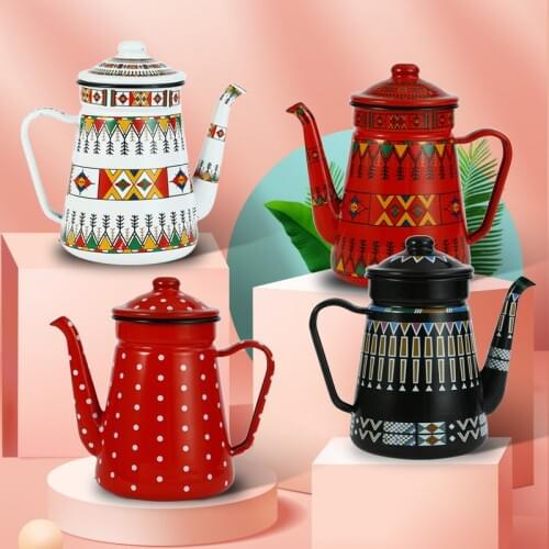 1.2L 1.5L Coffee Pot Enamel Kettle High Quality Hand Tea Water Kettle Teapot Coffeeware Induction Cooker Gas Stove Universal