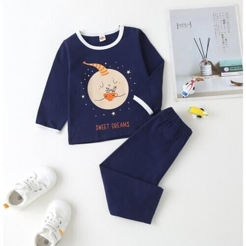 Cotton Baby Girl Clothes Winter 2pcs Set Cute Moon Drinking Tea Long Sleeve Tops+trousers Casual Home Baby Pajamas Autumn 0-18M