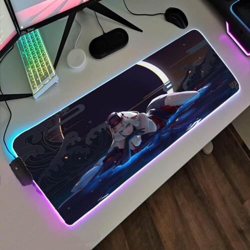 Sexy Girl Anime RGB Gaming Keyboard Desk Mat Mini Computer Mouse Pad LED Light with USB Interface Xl Laptop Game Player Mousepad