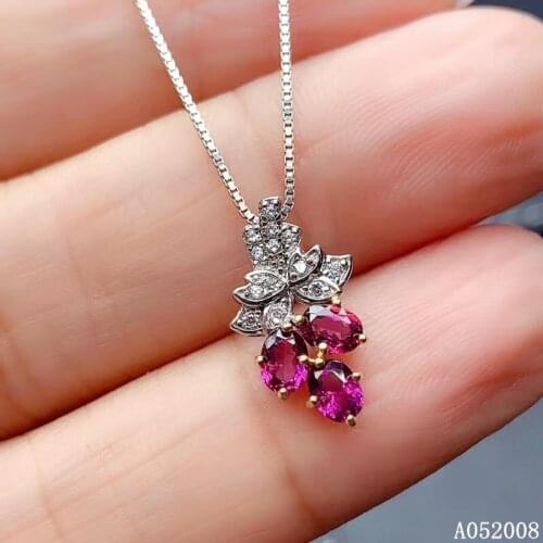 KJJEAXCMY fine jewelry 925 pure silver inlaid natural garnet girl new Pendant classic Necklace vintage support test