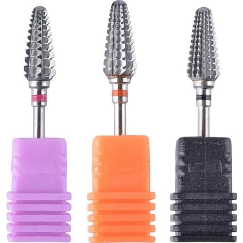 High Quality Cone Carbide Nail Dril Bits Volcano Type with Chamfer 3/32" Shank for Electric Manicure Machine (3Extra Coarse)