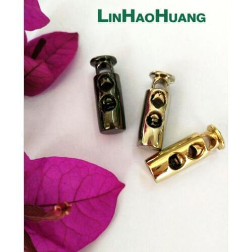 40pcs/lot round metal alloy cork switch cord locks lanyard lock two holes Black nickle/Shinny nickle/Light Gold free shipping