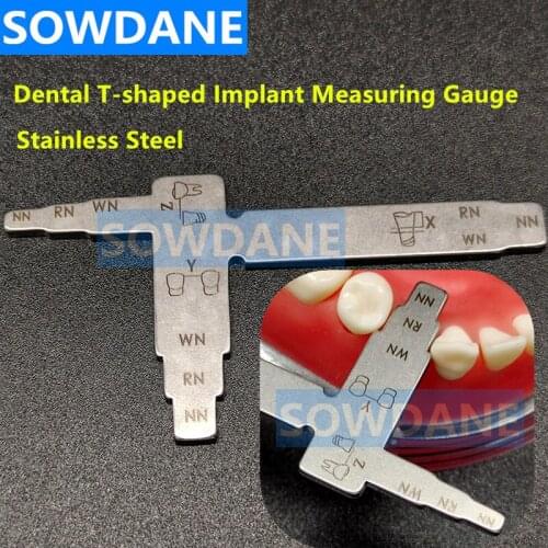 2 pieces Dental Implant Measure Ruler for Interdental Distance Implant Locating Caliper T shape Measuring Gauge Measuring Ruler