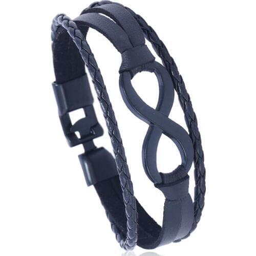 Fashion Vintage Infinity Jewelry Women Men Infinities Charm Buckle Bracelet Woven Leather Bangle Wrap Wristbands Friendship Gift