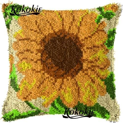 Embroider needlework kits latch Hook flower print cross stitch fabric Throw Pillow Embroidery Set Crocheting Rug Yarn Pillowcase