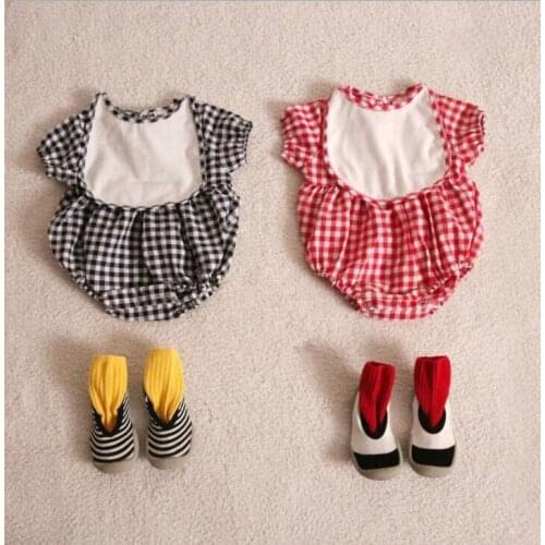 2021 new boys girls plaid rompers cotton linen summer babys jumpsuit