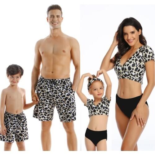 NEW Family Matching Outfit Swimwear Women Swimsuit Dad Mother Daughter Kid Son Girl Bathing Swim Suit Bikini Summer Beach Dress