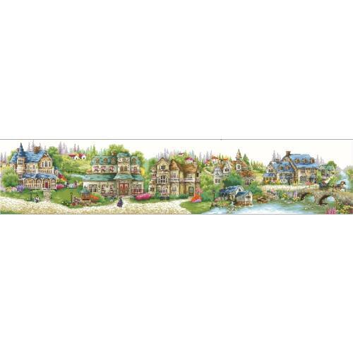 Oneroom Top Quality popular counted cross stitch kit a green village country countryside city town house home dome