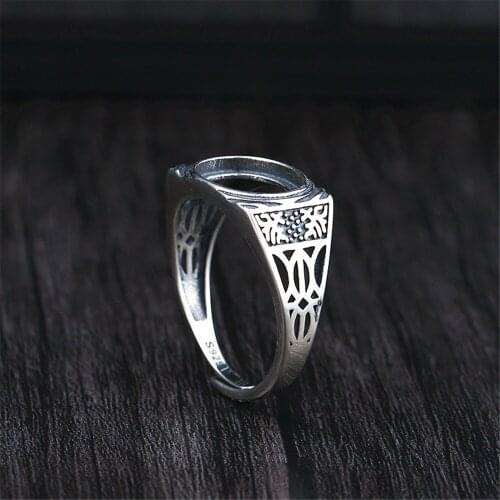 Ring Setting for 10x12mm Oval Cabochons Ring Blank Thai Sterling Silver Adjustable Band Ring Base JZ0007