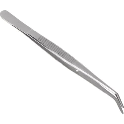Stainless Steel Tweezers Serrated Curved Dental Instruments Dental Tool