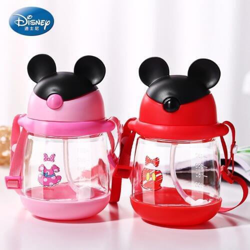 Disney 400ml Baby Plastic Feeding Cup With Silicone Straw Leakproof Drinker Childrens Bottle For Milk Hiking Tumbler BPA Free