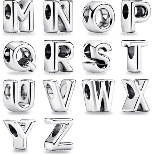 La Menars A B C Letter Charms Fit Original Pandora Charm Bracelet Genuine 925 Sterling Silver For Women Jewelry DIY Making