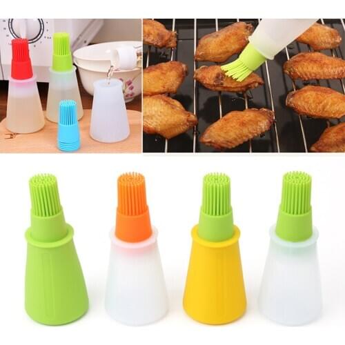 Portable Silicone Oil Bottle with Brush Baking BBQ Basting Brush Pastry Oil Brush Kitchen Baking Honey Oil Barbecue Tool Gadgets